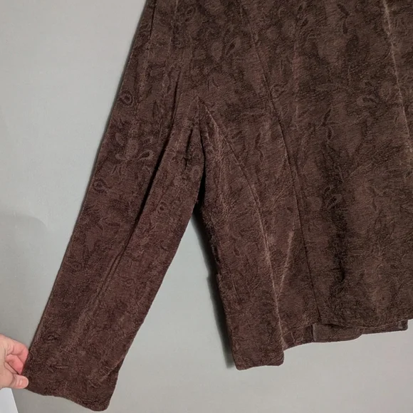 Croft & Barrow Floral Textured Jacquard Brown Blazer Classic Cozy Career Jacket - Picture 11 of 16